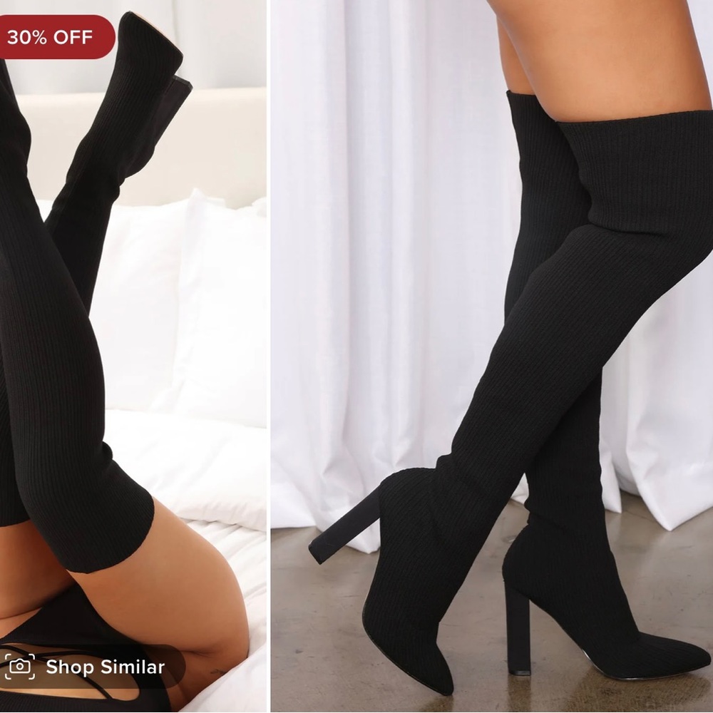 Knit black over the knee boot